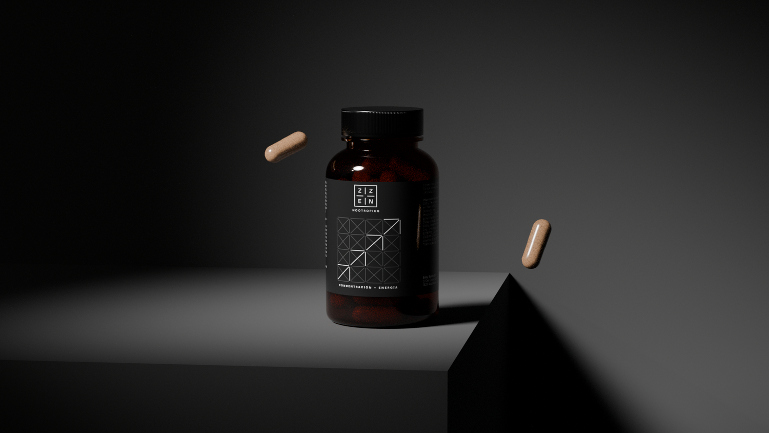 Bote de zzen focus sobre fondo oscuro