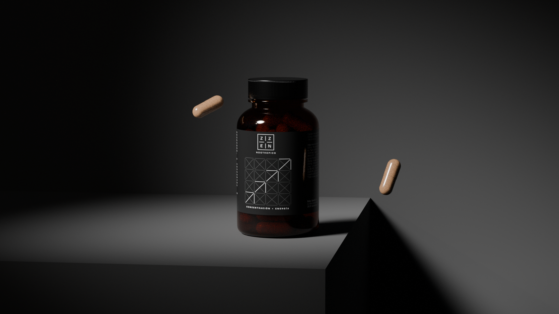 Bote de zzen focus sobre fondo oscuro