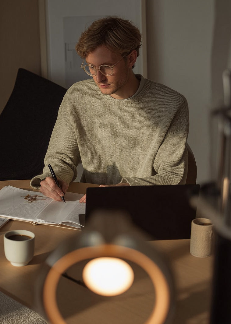 Hombre teletrabajando con el ordenador
