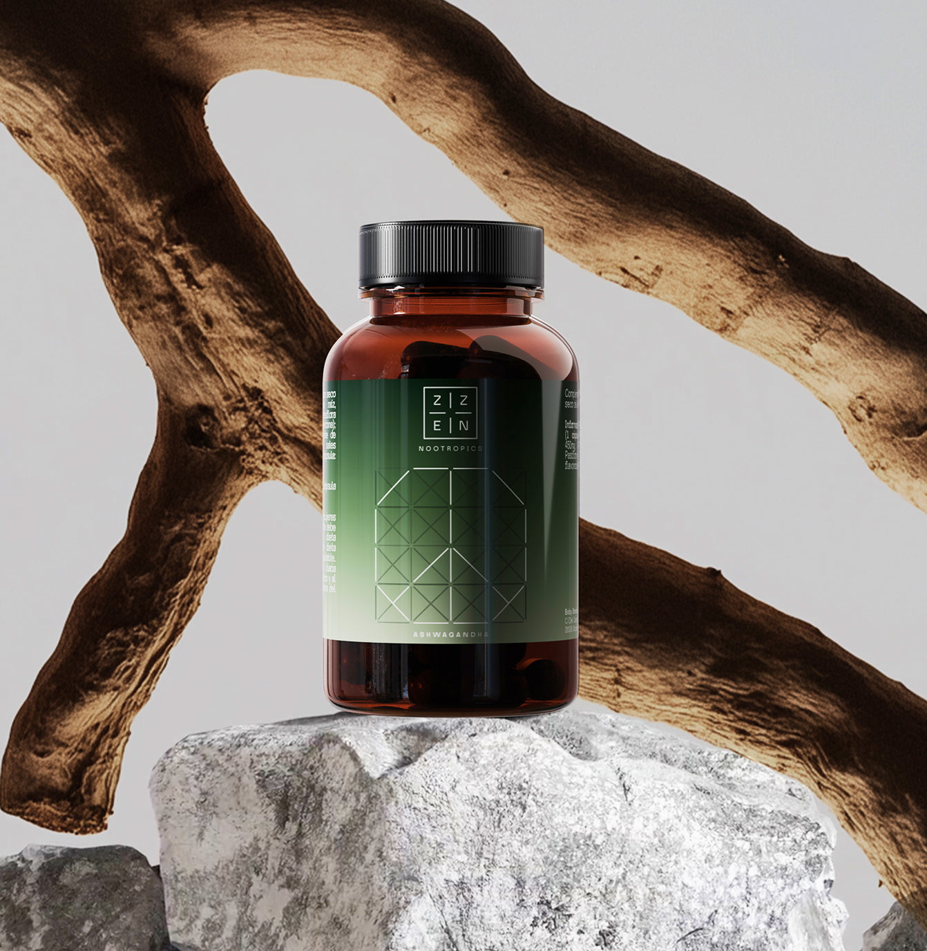 Bote de ZZEN Calm delante de una rama de arbol