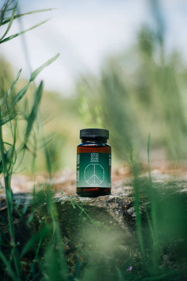 Bote de Ashwagandha en la naturaleza