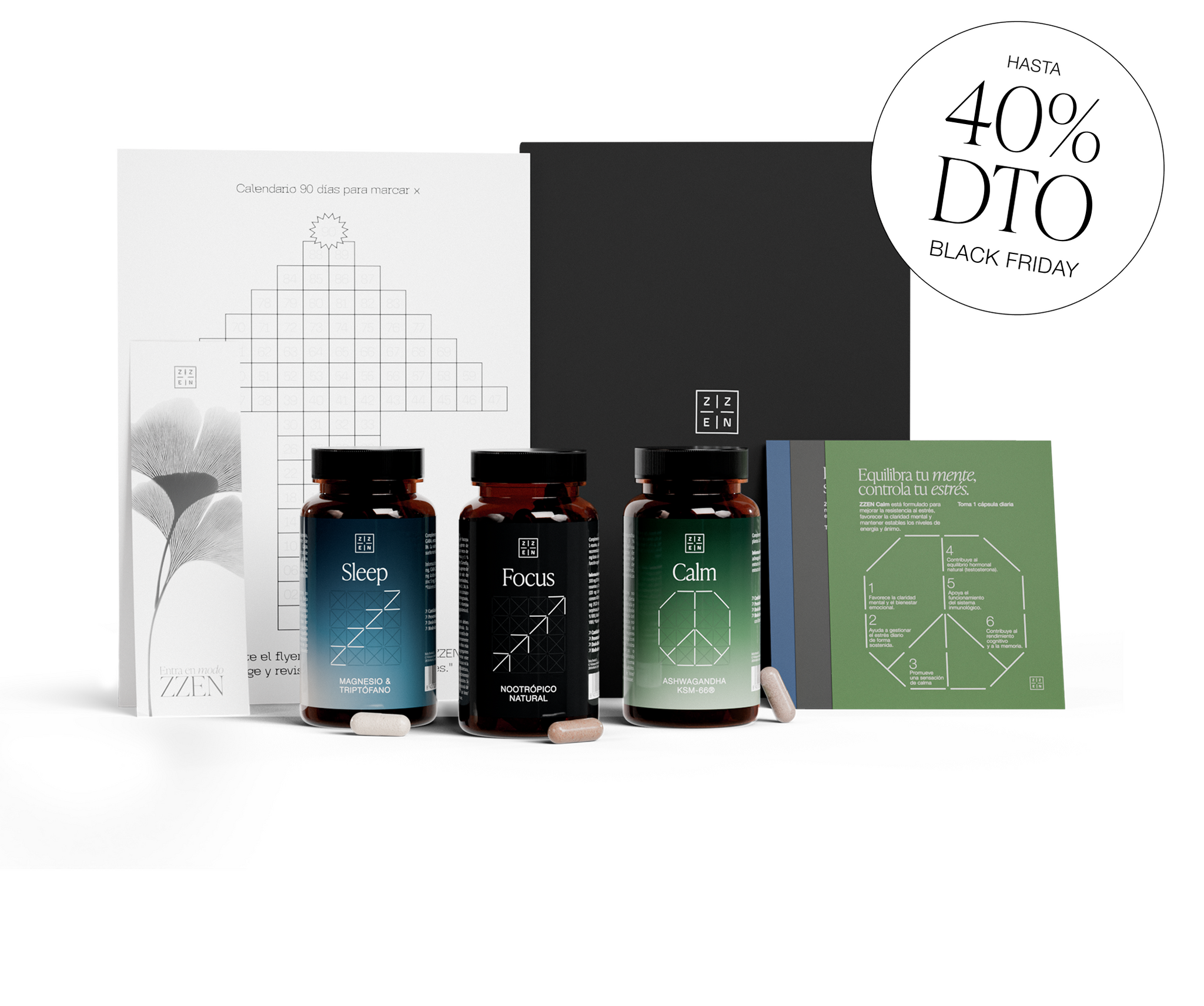 Hands holding a box labeled ' Advanced Program' with three supplement bottles floating above.