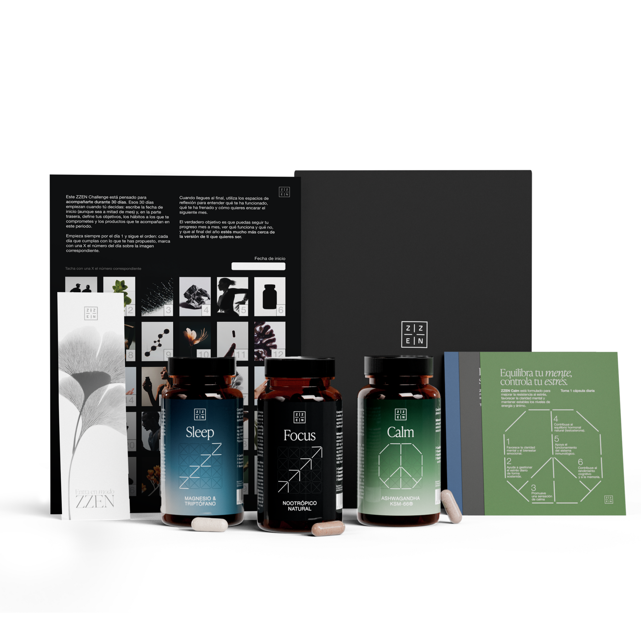 Hands holding a box labeled ' Advanced Program' with three supplement bottles floating above.